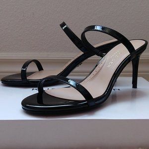 Kurt Geiger London Petra Black Leather Two Strap Heel Sandals Size US 6/EU 36